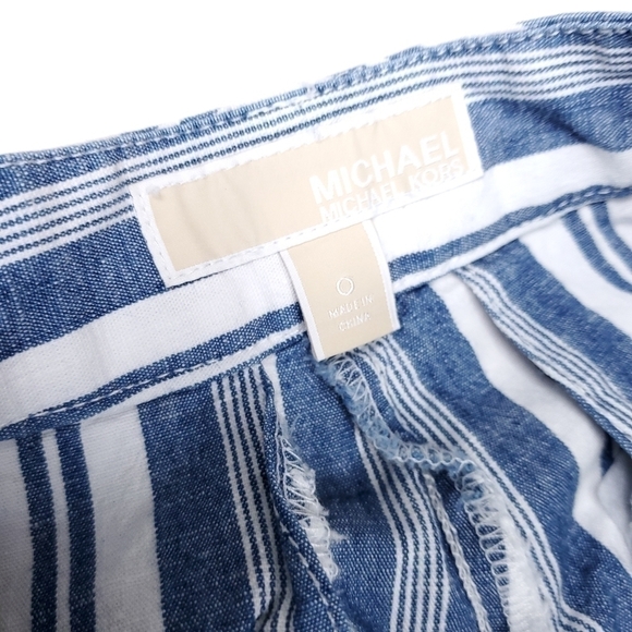Michael Kors Blue White Stripe Wide Leg Pants 0 - Picture 6 of 12